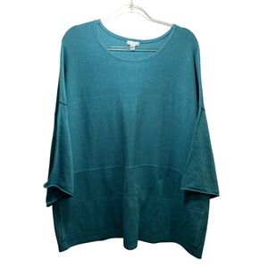 Pure J Jill Kimono Lagenlook Cashmere Blend Sweater 2X Green Relaxed Oversized
